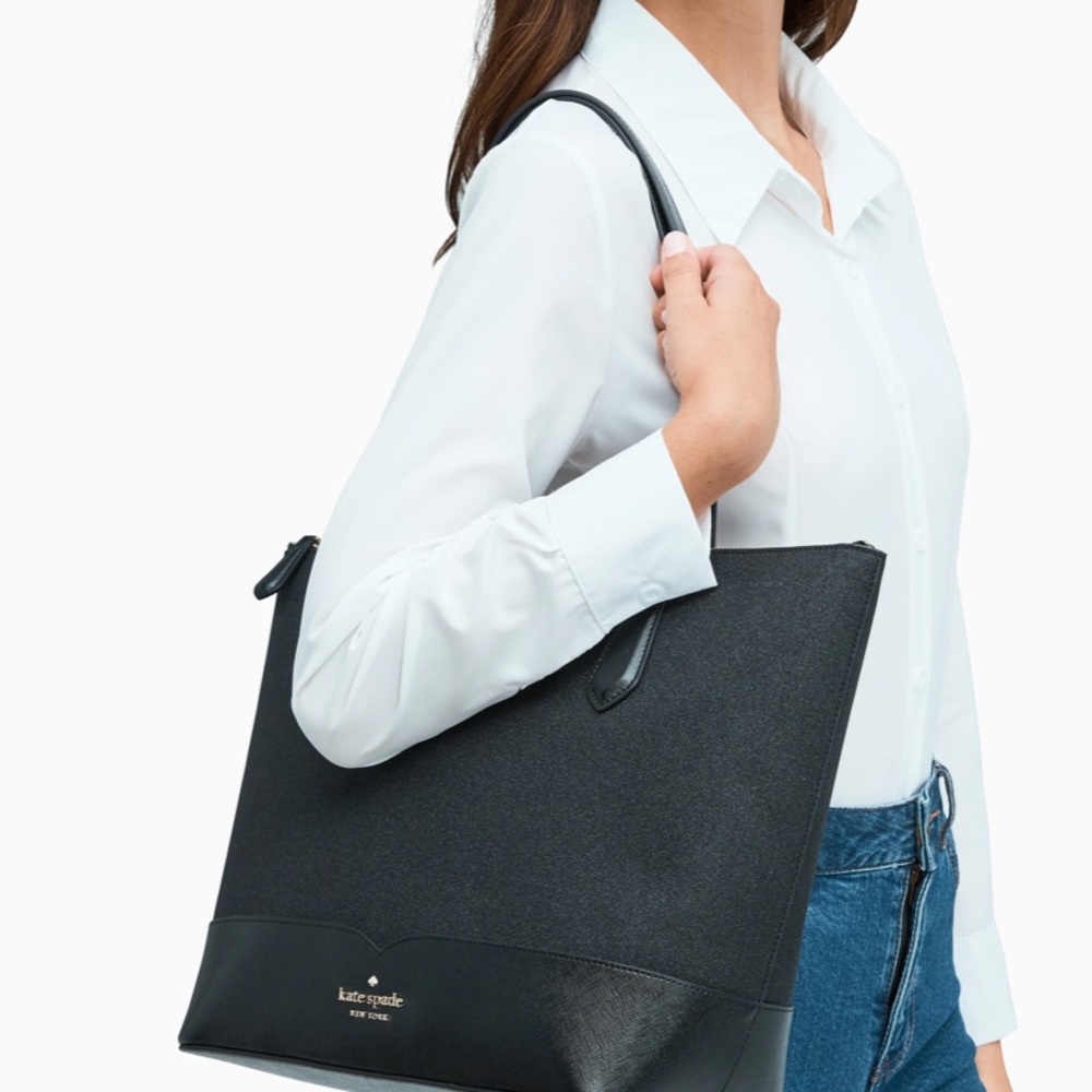 NWT Kate spade black lola sparkle glitter tote - Picture 3 of 10